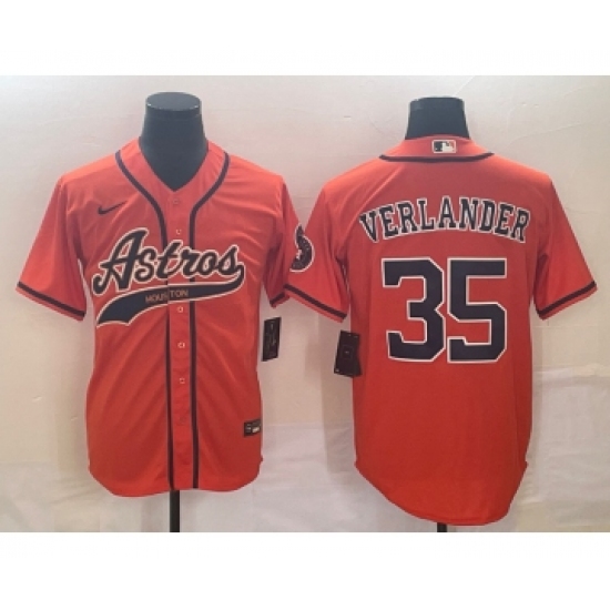 Men's Houston Astros #35 Justin Verlander Orange Cool Base Stitched Baseball Jersey - Ujersey