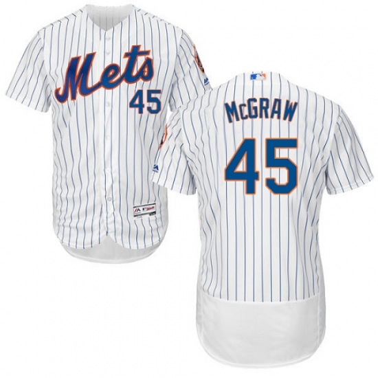 Men's Majestic New York Mets #45 Tug McGraw White Home Flex Base Authentic Collection MLB Jersey - Ujersey
