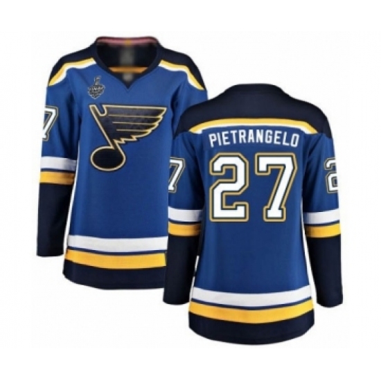 Women's St. Louis Blues #27 Alex Pietrangelo Fanatics Branded Royal Blue Home Breakaway 2019 Stanley Cup Final Bound Hockey Jersey