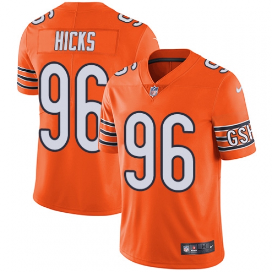 Youth Nike Chicago Bears #96 Akiem Hicks Limited Orange Rush Vapor Untouchable NFL Jersey - Ujersey