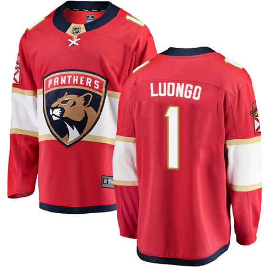 Men's Florida Panthers #1 Roberto Luongo Fanatics Branded Red Home Breakaway NHL Jersey - Ujersey