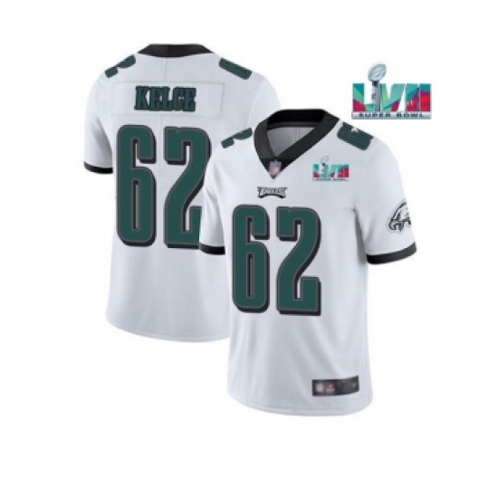 Men's Philadelphia Eagles #62 Jason Kelce White Super Bowl LVII Patch Vapor Untouchable Limited Stitched Jersey - Ujersey