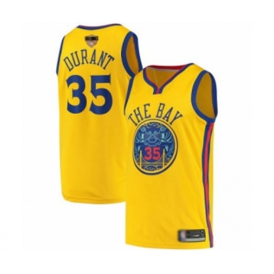 Men's Golden State Warriors #35 Kevin Durant Swingman Gold 2019 Basketball Finals Bound Basketball Jersey - City Edition - Ujersey