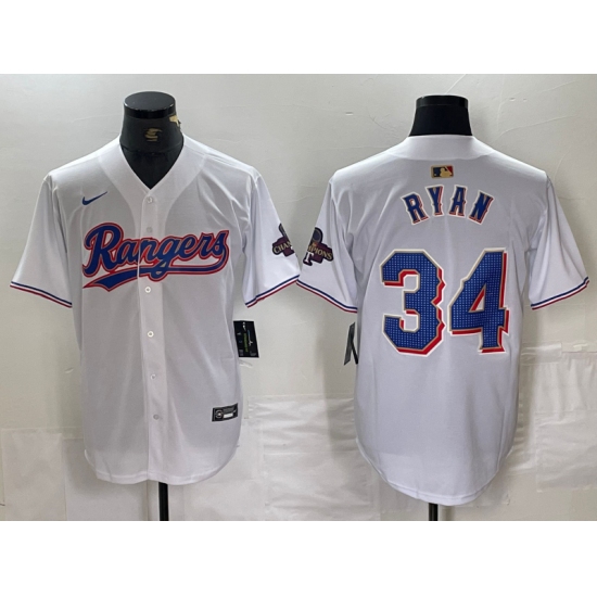 Men's Texas Rangers #34 Nolan Ryan White 2024 Gold Collection Limited Cool Base Jersey - Ujersey