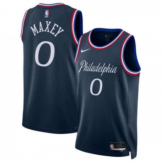 Men's Philadelphia 76ers #0 Tyrese Maxey Navy 2025-26 City Edition Swingman Stitched Jersey - Ujersey