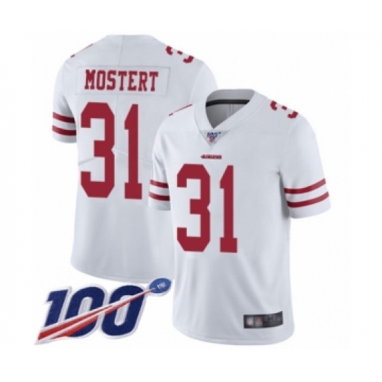 Men's San Francisco 49ers #31 Raheem Mostert White Vapor Untouchable Limited Player 100th Season Football Jersey - Ujersey