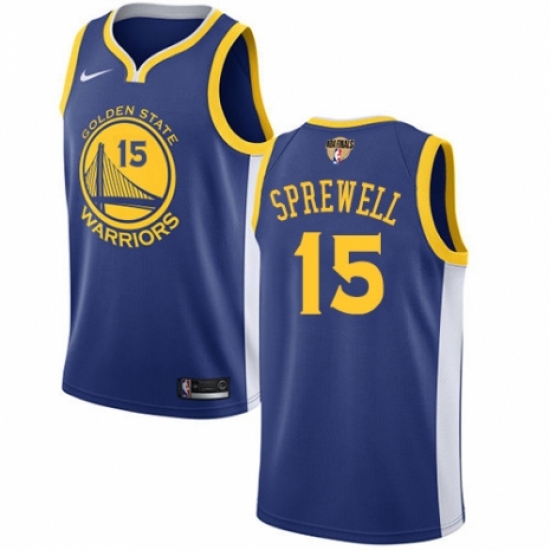 Men's Nike Golden State Warriors #15 Latrell Sprewell Swingman Royal Blue Road 2018 NBA Finals Bound NBA Jersey - Icon Edition - Ujersey