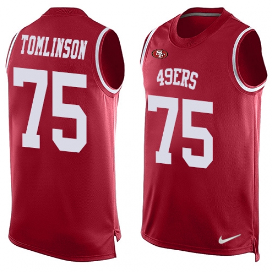 Men's Nike San Francisco 49ers #75 Laken Tomlinson Limited Red Player Name & Number Tank Top NFL Jersey - Ujersey