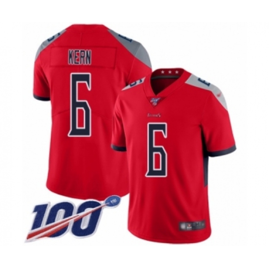Men's Tennessee Titans #6 Brett Kern Limited Red Inverted Legend 100th Season Football Jersey - Ujersey