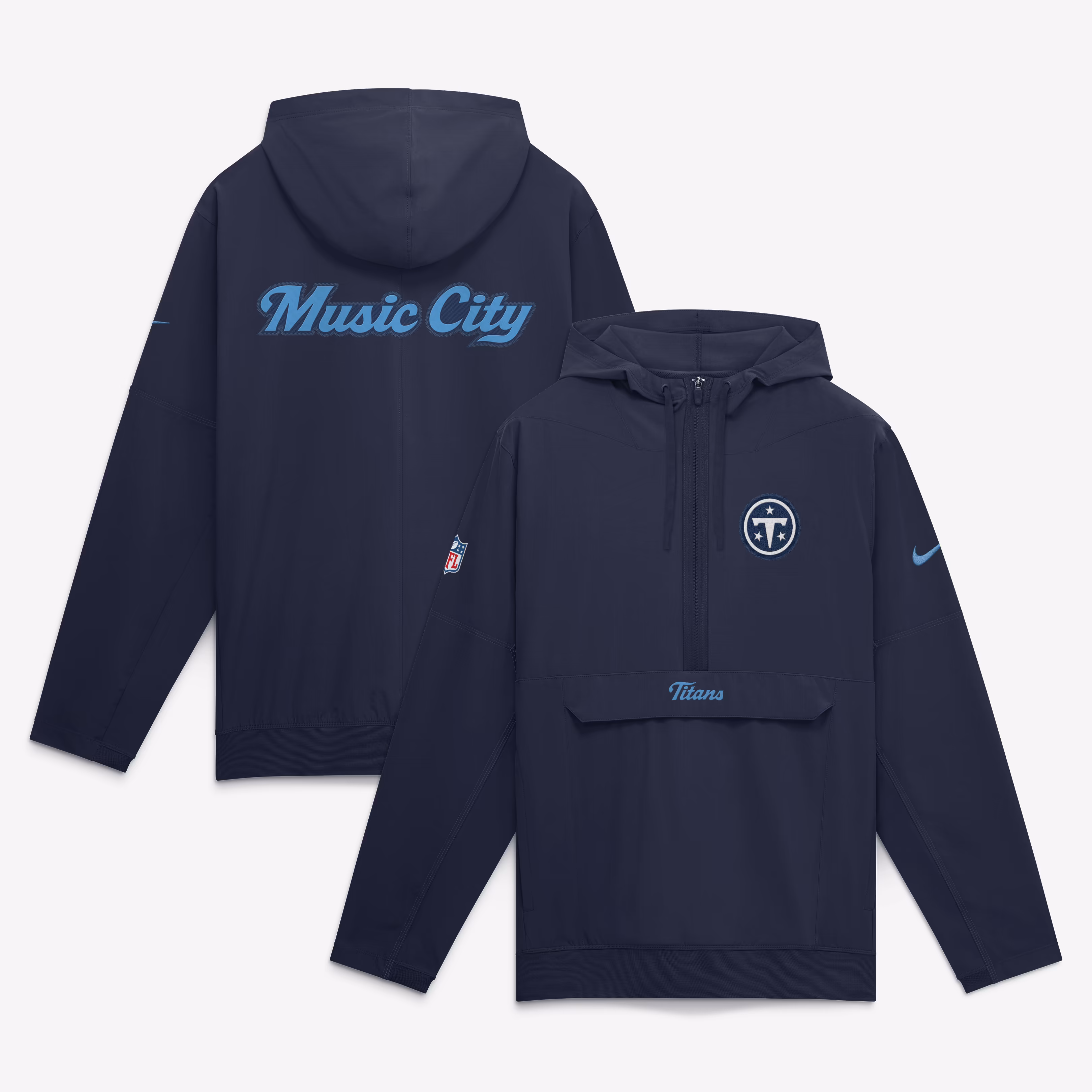 Men's Tennessee Titans  Nike Navy 2026 Rivalries Collection Sideline Anorak Half-Zip Jacket - U-jersey