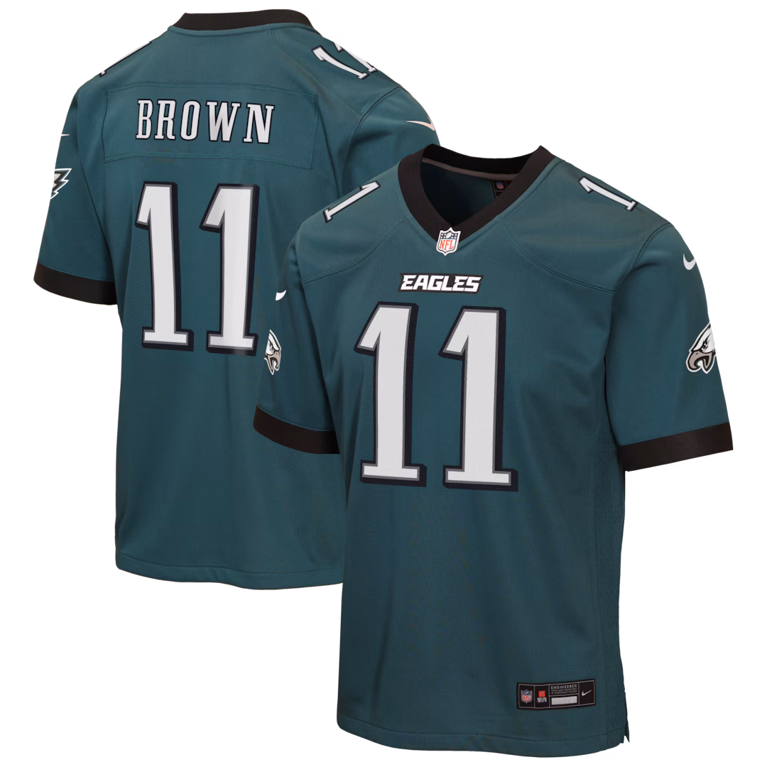 Youth Philadelphia Eagles A.J. Brown Nike Midnight Green Team Game Jersey - Ujersey
