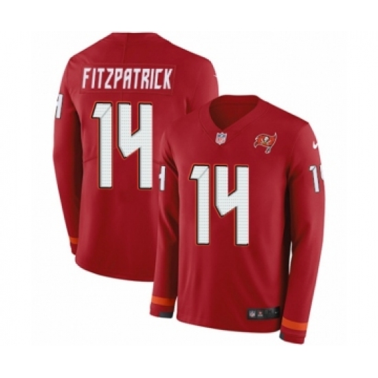 Youth Nike Tampa Bay Buccaneers #14 Ryan Fitzpatrick Limited Red Therma Long Sleeve NFL Jersey - Ujersey