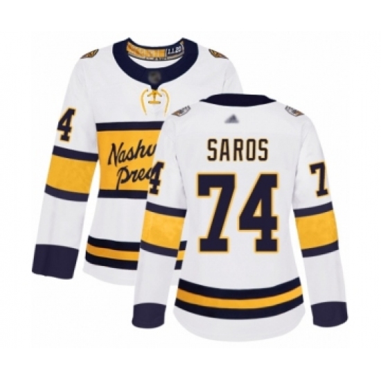Women's Nashville Predators #74 Juuse Saros Authentic White 2020 Winter Classic Hockey Jersey - Ujersey