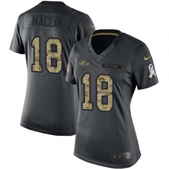 Women's Nike Baltimore Ravens #18 Jeremy Maclin Limited Black 2016 Salute to Service NFL Jersey - Ujersey