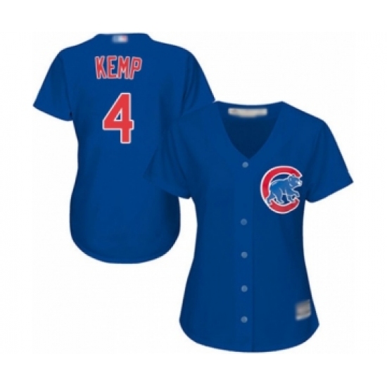 Women's Chicago Cubs #4 Tony Kemp Authentic Royal Blue Alternate Cool Base Baseball Player Jersey - Ujersey