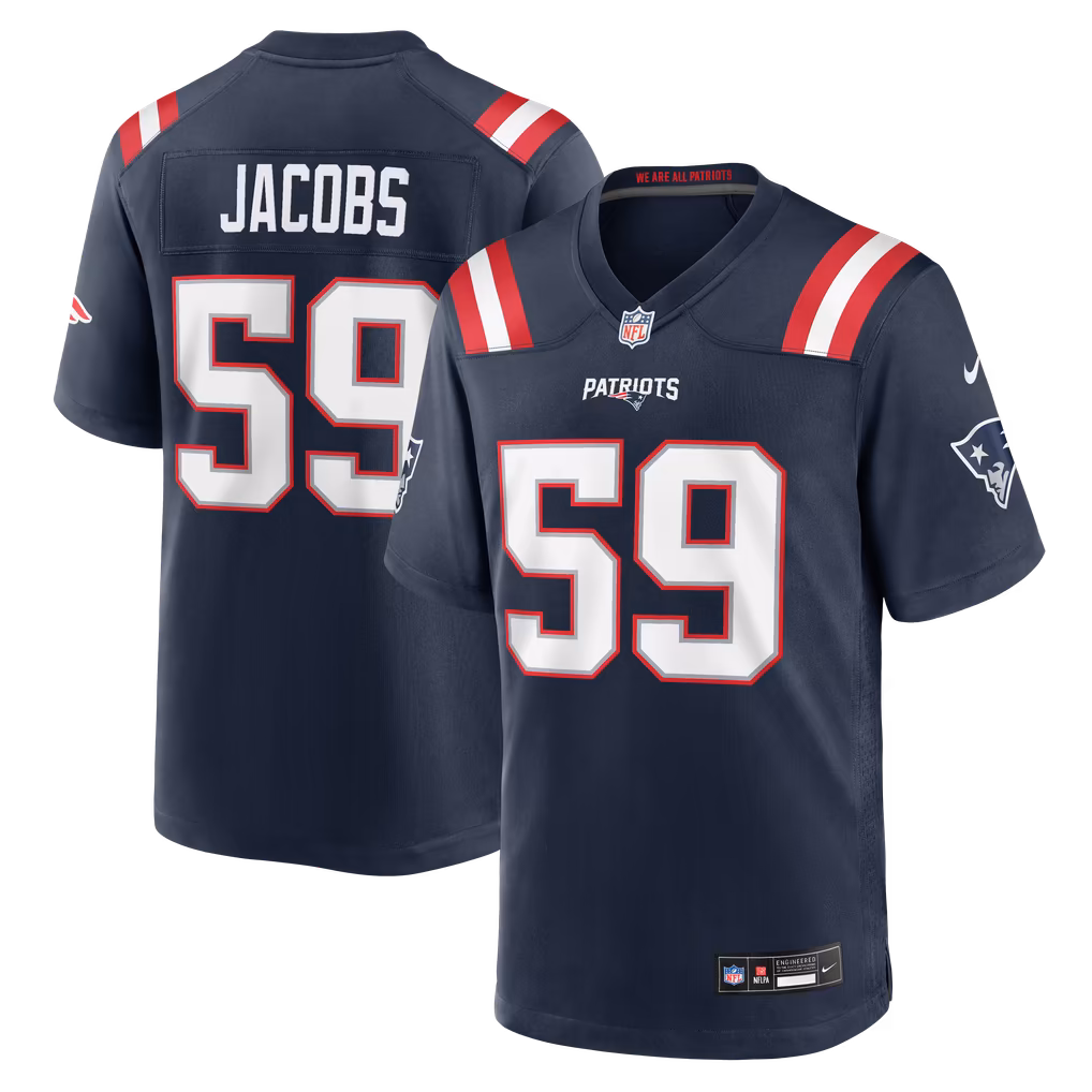 Men's New England Patriots Khalil Jacobs Nike Navy Team Game Jersey - Ujersey