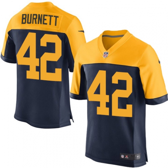 Men's Nike Green Bay Packers #42 Morgan Burnett Elite Navy Blue Alternate NFL Jersey - Ujersey