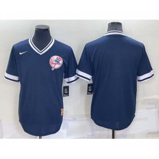 Men's New York Yankees Blank Blue Nike Cooperstown Collection Legend V Neck Jersey - Ujersey