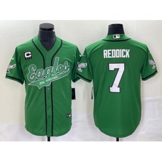 Men's Nike Philadelphia Eagles #7 Haason Reddick Green C Cool Base Stitched Baseball Jersey - Ujersey