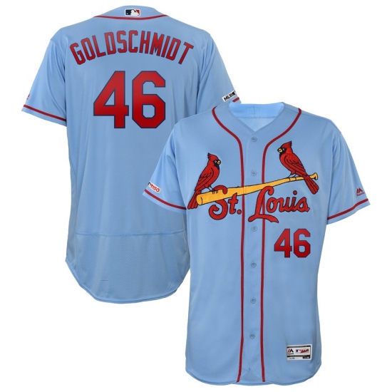 Men's St. Louis Cardinals #46 Paul Goldschmidt Majestic Light Blue Alternate Authentic Collection Flex Base Player Jersey