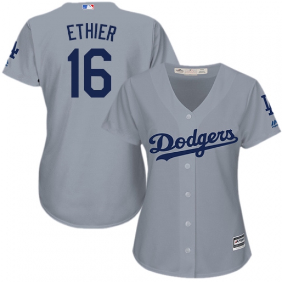 Women's Majestic Los Angeles Dodgers #16 Andre Ethier Authentic Grey Road Cool Base MLB Jersey - Ujersey