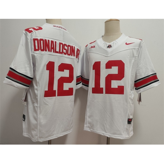 Men's Ohio State Buckeyes #12 JCJ Donaldson White 2025 F.U.S.E. Limited Stitched Jersey - Ujersey