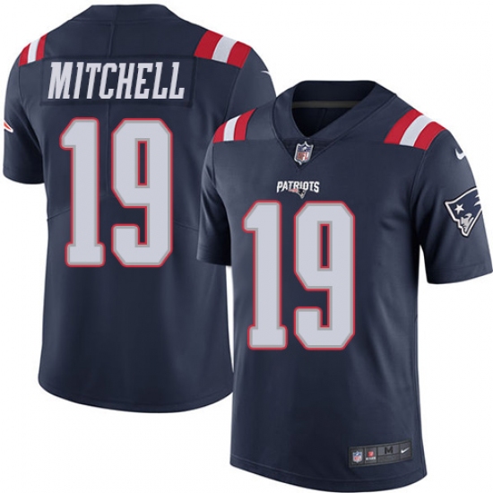 Men's Nike New England Patriots #19 Malcolm Mitchell Limited Navy Blue Rush Vapor Untouchable NFL Jersey - Ujersey
