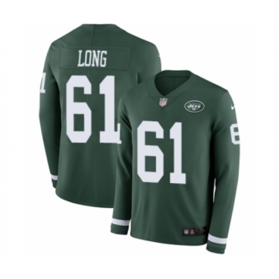 Youth Nike New York Jets #61 Spencer Long Limited Green Therma Long Sleeve NFL Jersey - Ujersey