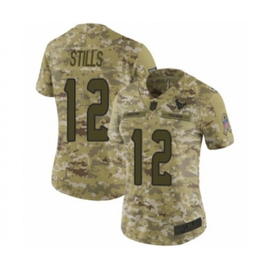 Women's Houston Texans #12 Kenny Stills Limited Camo 2018 Salute to Service Football Jersey - Ujersey