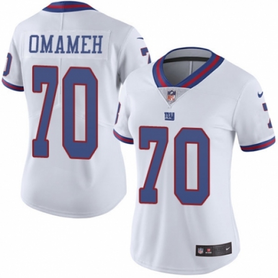 Women's Nike New York Giants #70 Patrick Omameh Limited White Rush Vapor Untouchable NFL Jersey - Ujersey
