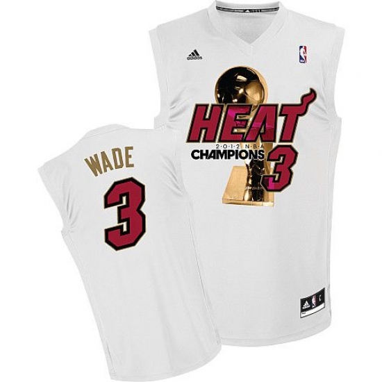 Men's Adidas Miami Heat #3 Dwyane Wade Swingman White Finals Champions NBA Jersey - Ujersey