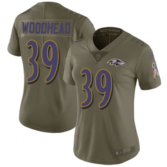 Women's Nike Baltimore Ravens #39 Danny Woodhead Limited Olive 2017 Salute to Service NFL Jersey - Ujersey