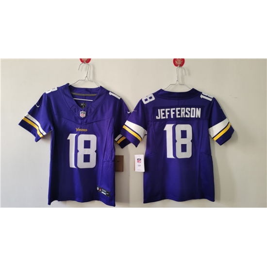 Women's Minnesota Vikings #18 Justin Jefferson Purple F.U.S.E. Vapor Untouchable Limited Football Stitched Jersey - Ujersey