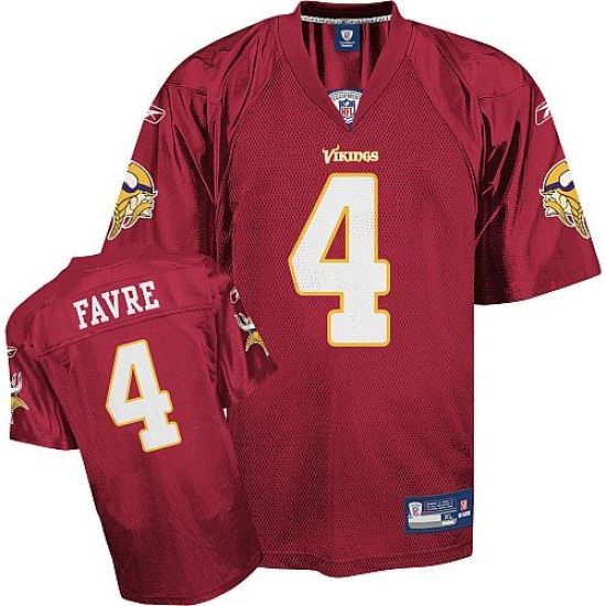 Reebok Minnesota Vikings #4 Brett Favre Red Replica Throwback NFL Jersey - Ujersey