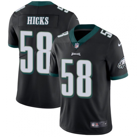 Men's Nike Philadelphia Eagles #58 Jordan Hicks Black Alternate Vapor Untouchable Limited Player NFL Jersey - Ujersey