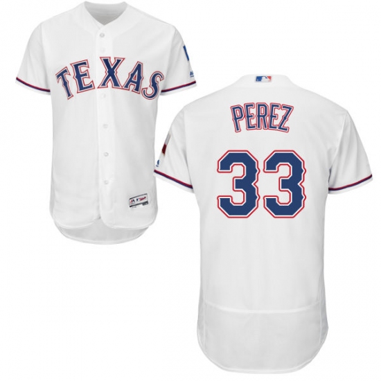 Men's Majestic Texas Rangers #33 Martin Perez White Home Flex Base Authentic Collection MLB Jersey - Ujersey