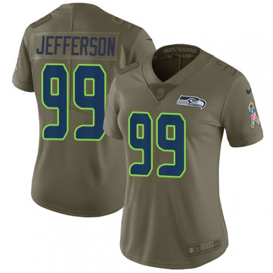 Women Nike Seattle Seahawks #99 Quinton Jefferson Limited Olive 2017 Salute to Service NFL Jersey - Ujersey