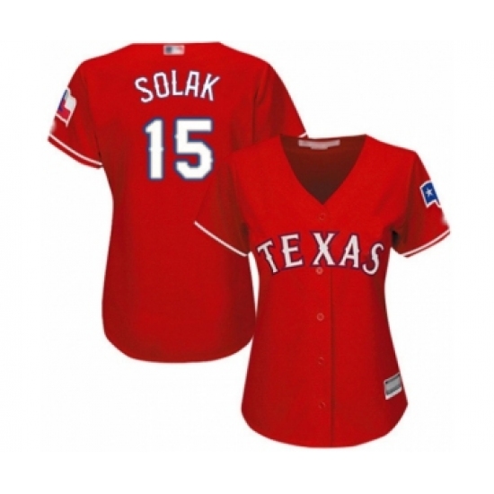 Women's Texas Rangers #15 Nick Solak Authentic Red Alternate Cool Base Baseball Player Jersey - Ujersey