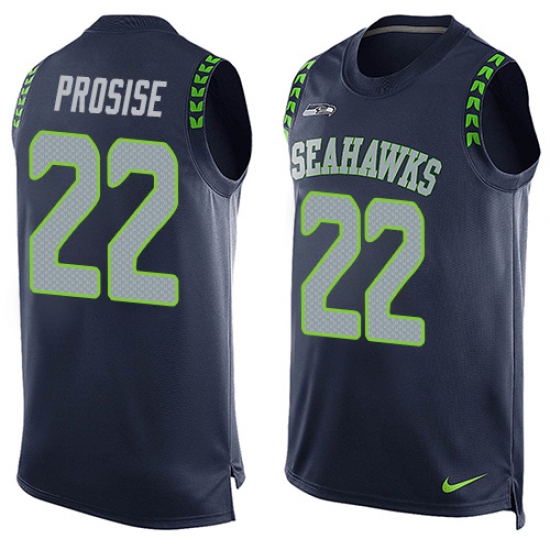 Men's Nike Seattle Seahawks #22 C. J. Prosise Limited Steel Blue Player Name & Number Tank Top NFL Jersey - Ujersey