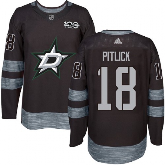 Men's Adidas Dallas Stars #18 Tyler Pitlick Authentic Black 1917-2017 100th Anniversary NHL Jersey - Ujersey