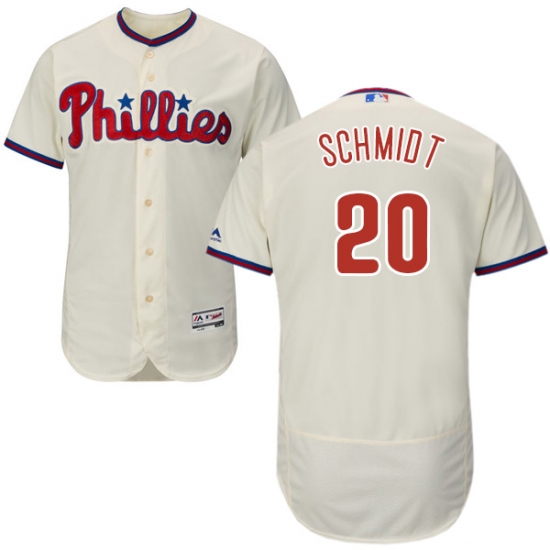 Men's Majestic Philadelphia Phillies #20 Mike Schmidt Cream Alternate Flex Base Authentic Collection MLB Jersey - Ujersey