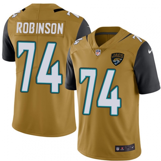 Men's Nike Jacksonville Jaguars #75 Cam Robinson Limited Gold Rush Vapor Untouchable NFL Jersey - Ujersey
