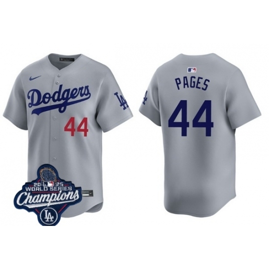 Men's Los Angeles Dodgers 44 Andy Pages Cool Base 2025 World Champions Stitched Baseball Jersey Gray - Ujersey