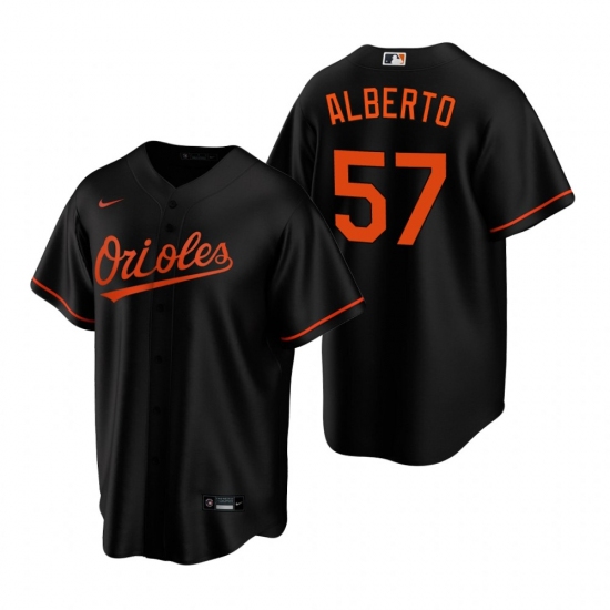 Men's Nike Baltimore Orioles #57 Hanser Alberto Black Alternate Stitched Baseball Jersey - Ujersey