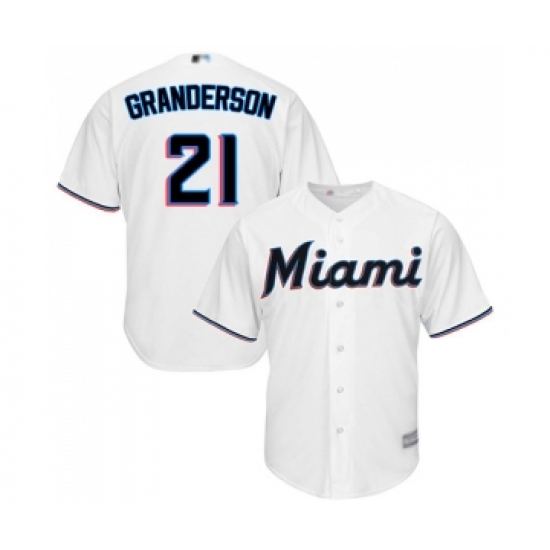 Youth Miami Marlins #21 Curtis Granderson Replica White Home Cool Base Baseball Jersey