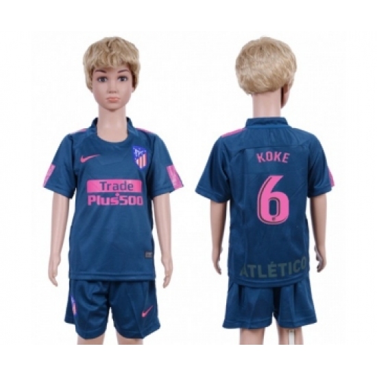 Atletico Madrid #6 Koke Sec Away Kid Soccer Club Jersey