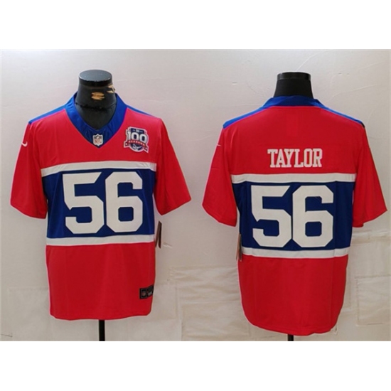 Men's New York Giants #56 Lawrence Taylor Century Red 100TH Season Commemorative Limited Football Stitched Jersey - Ujersey