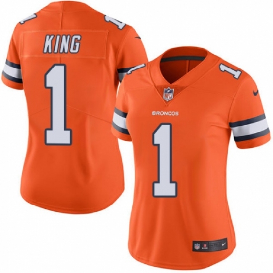 Women's Nike Denver Broncos #1 Marquette King Limited Orange Rush Vapor Untouchable NFL Jersey - Ujersey