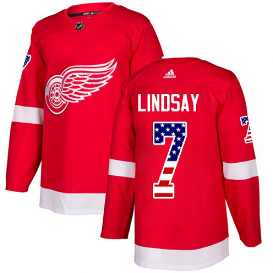 Youth Adidas Detroit Red Wings #7 Ted Lindsay Authentic Red USA Flag Fashion NHL Jersey - Ujersey
