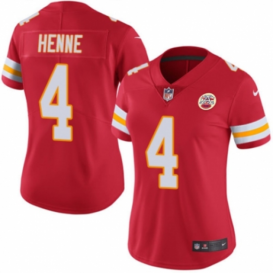 Women's Nike Kansas City Chiefs #4 Chad Henne Red Team Color Vapor Untouchable Limited Player NFL Jersey - Ujersey